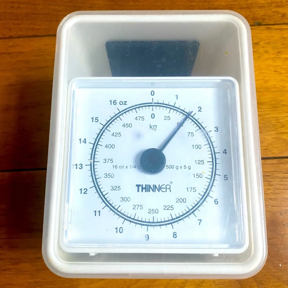 Thinner kitchen scale compact self-store up to 16 oz